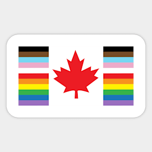 Canadian Pride flag design with maple leaf and pride rainbow Sticker